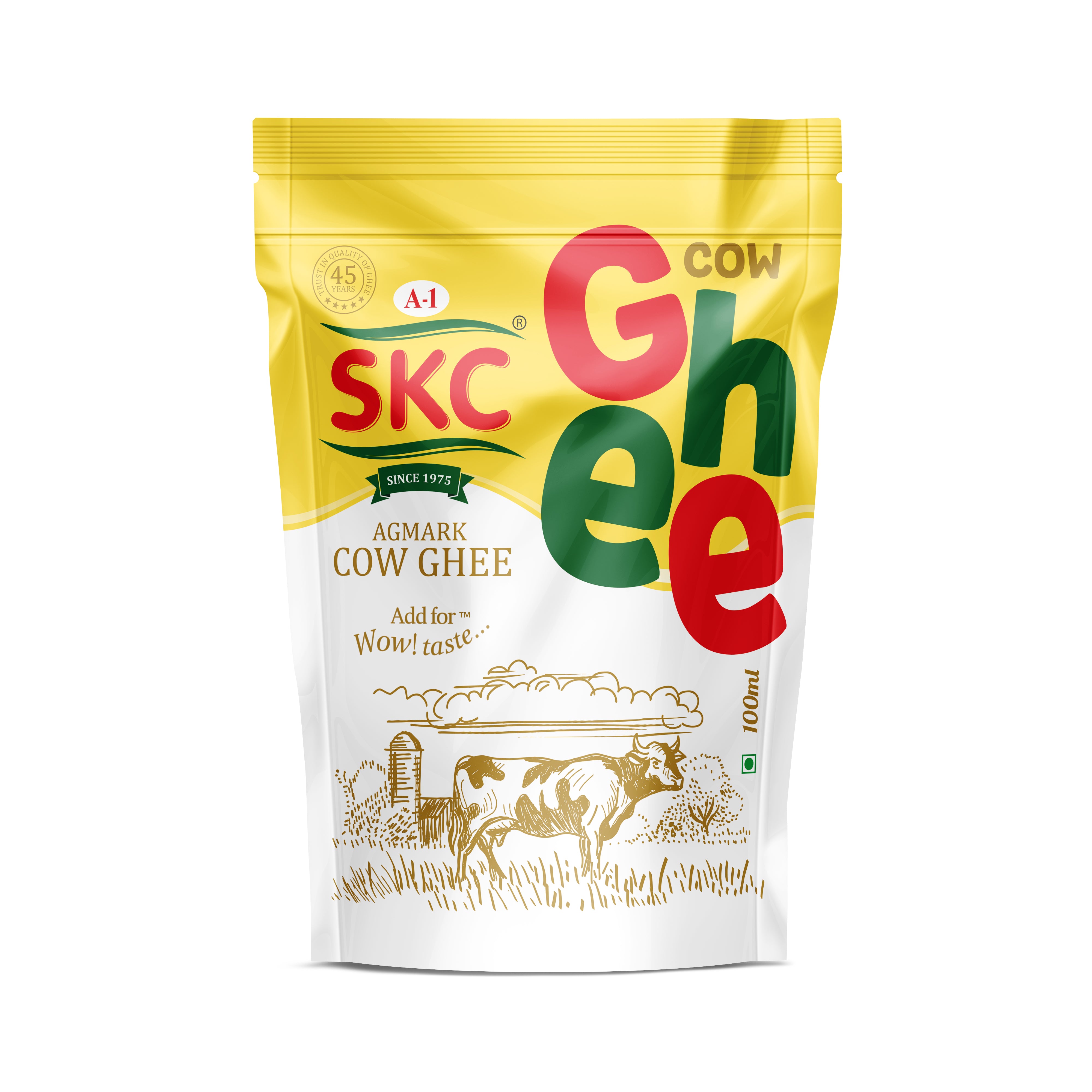 A1 SKC Pure Cow Ghee 100 ml Pouch - Pack of 5